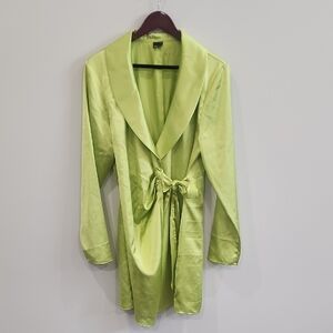 Ginatricot Elegant Lime Satin Robe Dress, Size XL